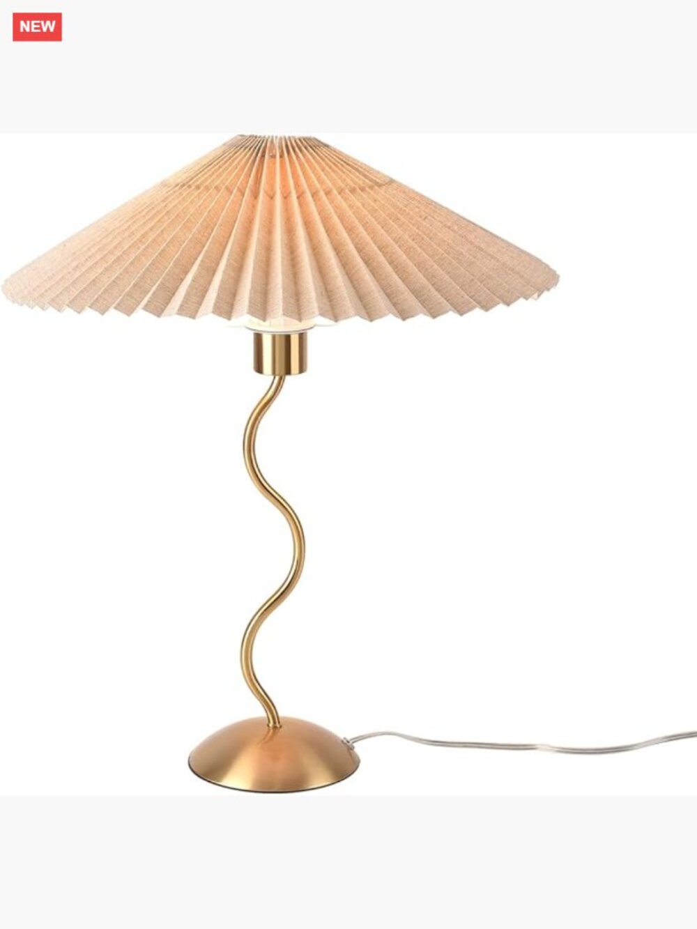 Gold Pleated Small Table Lamp, Brass Modern Bedside MCM Mini Nightstand Lamp Bow